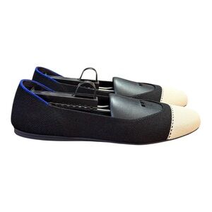 Rothy's The Square Tuxedo Cap Toe Ballet Flats Women’s Size 8.5